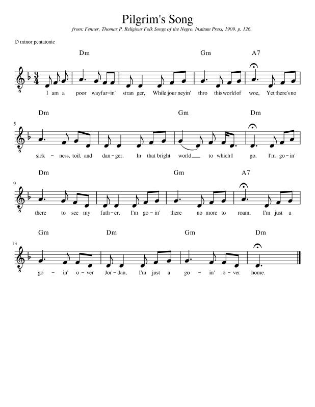 song_from_Religious-Folk-Songs-of-the-Negro_Pilgrim's_Song_D-minor_lead_sheet.png
