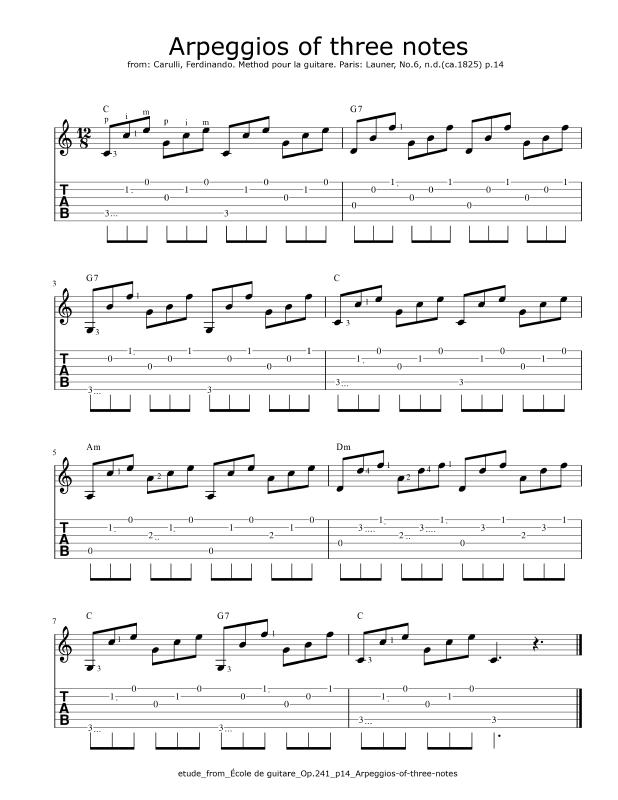 etude_from_École de guitare_Op.241_p14_Arpeggios-of-three-notes.png
